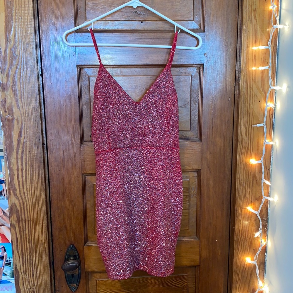 Red sparkly formal dress